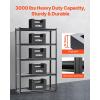 image:imageVEVOR Storage Shelves 3000 lbs 5 Tier Garage Storage Shelving 18 D x 48 W x 78 H Adjustable Metal Shelves for Garage Shelves Utility Rack Shelf Ideal for Kitchen Warehouse Basement Black18 D x 48 W x 78 H