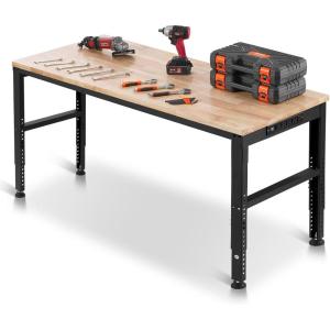 image:imageVEVOR Adjustable Workbench 48 x 20inch Heavy Duty Work Bench with 285383 Inches Height Adjustment 2000 lbs Capacity Garage Workbench with Power Outlets Suitable for Office Garage WorkshopHeight AdjustmentPower Outlets61x20