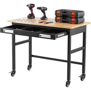 image:imageVEVOR Adjustable Workbench 48 x 20inch Heavy Duty Work Bench with 285383 Inches Height Adjustment 2000 lbs Capacity Garage Workbench with Power Outlets Suitable for Office Garage WorkshopDrawer StorageUniversal Wheels48x244x374
