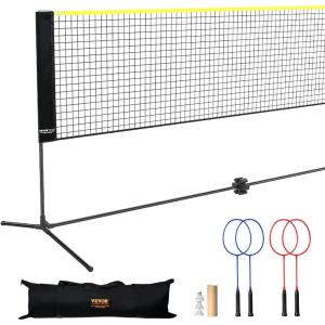 image:imageVEVOR Badminton Net Height Adjustable Volleyball Net Wide Foldable Pickleball Net Portable Easy Setup Tennis Net Set with Poles Stand and Carry Bag for Kids Backyard Game Indoor Outdoor Use20 ft
