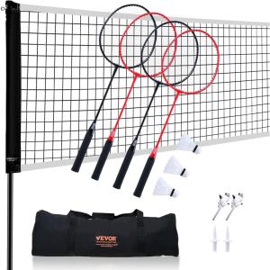 image:imageVEVOR Badminton Net Height Adjustable Volleyball Net Wide Foldable Pickleball Net Portable Easy Setup Tennis Net Set with Poles Stand and Carry Bag for Kids Backyard Game Indoor Outdoor Use20 Ft  Tube Diameter 10 Inch