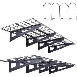 image:imageVEVOR Garage Shelving Wall Mounted 1 x 4 ft Heavy Duty Shelves 400 lbs Load Capacity Storage Rack Floating 2 Pack Suitable for Shop Shed Storage Black LL12482 x 6 ft