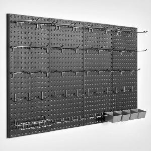 image:imageVEVOR Metal Pegboard Panels 24 x 12 Pegboard 4 Panels Heavy Duty Peg Board Wall Organizer with Accessories for Living Room Garage Tool Storage Office Organization Craft Room Kitchen Home Black4 PCS