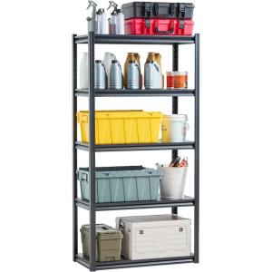 image:imageVEVOR Storage Shelves 3000 lbs 5 Tier Garage Storage Shelving 18 D x 48 W x 78 H Adjustable Metal Shelves for Garage Shelves Utility Rack Shelf Ideal for Kitchen Warehouse Basement Black18 D x 36 W x 72 H