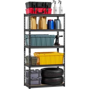 image:imageVEVOR Storage Shelves 3000 lbs 5 Tier Garage Storage Shelving 18 D x 48 W x 78 H Adjustable Metal Shelves for Garage Shelves Utility Rack Shelf Ideal for Kitchen Warehouse Basement Black16 D x 32 W x 628