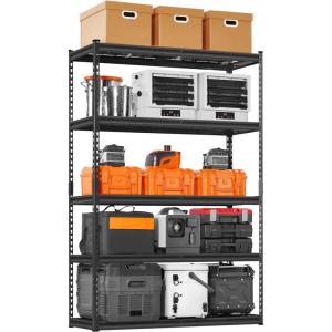 image:imageVEVOR Storage Shelves 3000 lbs 5 Tier Heavy Duty Garage Shelving 24 D x 48 W x 72 H Adjustable Metal Shelves for Industrial Shelving Unit Utility Shelf for Kitchen Warehouse Basement BlackBlack