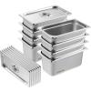 image:imageVEVOR 4 Pack Full Size Steam Table Pan4 Inch Deep 13L Capacity  Stainless Steel Food Container for Oven Hotel  AntiJam Design6 Deep  8 Pack  Thickened