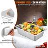 image:imageVEVOR Hotel Pan Full Size AntiJam Steam Pans 08mm Thick Stainless Steel 4Inch Deep Commercial Table Pan Catering Storage Food Pans for Industrial amp Scientific6 inch Deep 6 Pack