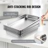 image:imageVEVOR Hotel Pan Full Size AntiJam Steam Pans 08mm Thick Stainless Steel 4Inch Deep Commercial Table Pan Catering Storage Food Pans for Industrial amp Scientific25 inch Deep 6 Pack