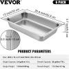 image:imageVEVOR Hotel Pan Full Size AntiJam Steam Pans 08mm Thick Stainless Steel 4Inch Deep Commercial Table Pan Catering Storage Food Pans for Industrial amp Scientific4 inch Deep 6 Pack