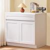 image:imageVEVOR White Shaker Base Cabinet 36Inch Unassembled Sink Base Cabinet 36 W x 24 D x 345 H Ready to Assemble Cabinet with SoftClose Doors and Adjustable Shelf for Home Office36W Sink Base Cabinet
