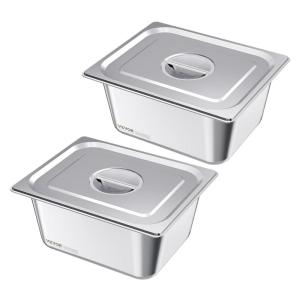image:imageVEVOR 4 Pack Full Size Steam Table Pan4 Inch Deep 13L Capacity  Stainless Steel Food Container for Oven Hotel  AntiJam Design6 Deep  2 Pack  Thickened