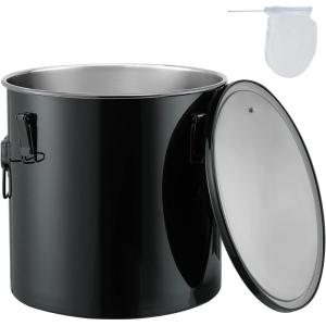 image:imageVEVOR Fryer Grease Bucket 8 Gal Oil Disposal Caddy Carbon Steel Fryer Oil Bucket with RustProof Coating Oil Transport Container with Lid Lock Clips Filter Bag for Hot Cooking Oil Filtering BlueBlack