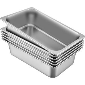image:imageVEVOR Hotel Pan Full Size AntiJam Steam Pans 08mm Thick Stainless Steel 4Inch Deep Commercial Table Pan Catering Storage Food Pans for Industrial amp Scientific6 inch Deep 6 Pack