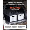 image:imageVEVOR 45L Collapsible Storage Bins with Lids 3 Packs Stackable Utility Crates with Handles Large Folding Containers for Organizing Tools Snacks Books Food Drinks Camping amp Transport65LGrey2PC