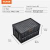 image:imageVEVOR 45L Collapsible Storage Bins with Lids 3 Packs Stackable Utility Crates with Handles Large Folding Containers for Organizing Tools Snacks Books Food Drinks Camping amp Transport45LBlack