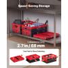image:imageVEVOR 45L Collapsible Storage Bins with Lids 3 Packs Stackable Utility Crates with Handles Large Folding Containers for Organizing Tools Snacks Books Food Drinks Camping amp Transport32LRed3PC
