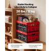image:imageVEVOR 45L Collapsible Storage Bins with Lids 3 Packs Stackable Utility Crates with Handles Large Folding Containers for Organizing Tools Snacks Books Food Drinks Camping amp Transport32LRed3PC
