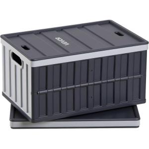 image:imageVEVOR 45L Collapsible Storage Bins with Lids 3 Packs Stackable Utility Crates with Handles Large Folding Containers for Organizing Tools Snacks Books Food Drinks Camping amp Transport65LGrey2PC