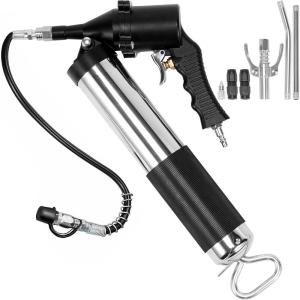image:imageVEVOR Grease Gun 6000PSI Air Operated Grease Gun Heavy Duty Pneumatic Grease Gun with 14 oz Load 185 Inch Flexible Hose 1 Flat Coupler 1 Pointed and Locking Clamp Coupler 1 Bent Metal Pipe
