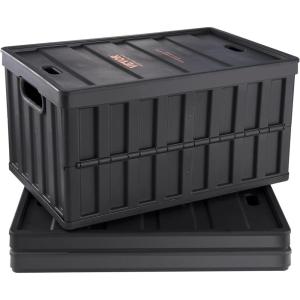 image:imageVEVOR Plastic Collapsible Storage Basket 45L 3 Packs Folding Stackable Storage ContainersBins with Handles Large Heavy Duty Containers for Clothes Toys Books Snack Shoes and Grocery Organizing65LBlack