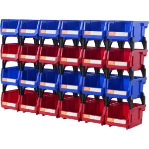 image:imageVEVOR Plastic Storage Bins 12 Pack 11 x 5 x 5Inch Hanging Stackable Storage Organizer Bins Heavy Duty Stacking Containers for Closet Garage Office Home Pantry or Small Parts OrganizationRedBlue24PC1L