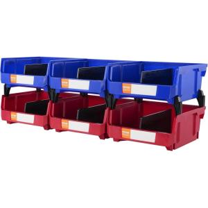 image:imageVEVOR Plastic Storage Bins 12 Pack 11 x 5 x 5Inch Hanging Stackable Storage Organizer Bins Heavy Duty Stacking Containers for Closet Garage Office Home Pantry or Small Parts OrganizationRedBlue6PC10L