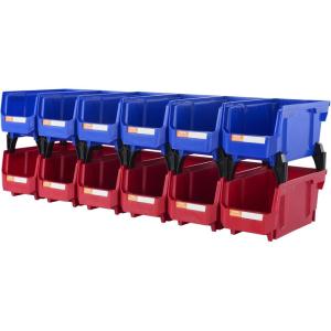 image:imageVEVOR Plastic Storage Bins 12 Pack 11 x 5 x 5Inch Hanging Stackable Storage Organizer Bins Heavy Duty Stacking Containers for Closet Garage Office Home Pantry or Small Parts OrganizationRedBlue12PC5L