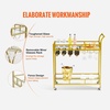 image:imageVEVOR Bar Cart Gold 3 Tiers Home Bar Serving Cart on Lockable Wheels Rolling Alcohol Cart with Tempered Glass Shelves Guardrail Wine Rack Modern Wine Cart for Home Kitchen Dining and Living RoomGold