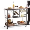 image:imageVEVOR Bar Cart Gold 3 Tiers Home Bar Serving Cart on Lockable Wheels Rolling Alcohol Cart with Tempered Glass Shelves Guardrail Wine Rack Modern Wine Cart for Home Kitchen Dining and Living RoomBlack