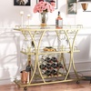 image:imageVEVOR Bar Cart Gold 3 Tiers Home Bar Serving Cart on Lockable Wheels Rolling Alcohol Cart with Tempered Glass Shelves Guardrail Wine Rack Modern Wine Cart for Home Kitchen Dining and Living RoomGold