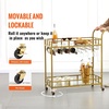 image:imageVEVOR Bar Cart Gold 3 Tiers Home Bar Serving Cart on Lockable Wheels Rolling Alcohol Cart with Tempered Glass Shelves Guardrail Wine Rack Modern Wine Cart for Home Kitchen Dining and Living RoomGold