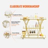 image:imageVEVOR Bar Cart Gold 3 Tiers Home Bar Serving Cart on Lockable Wheels Rolling Alcohol Cart with Tempered Glass Shelves Guardrail Wine Rack Modern Wine Cart for Home Kitchen Dining and Living RoomGold