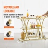 image:imageVEVOR Bar Cart Gold 3 Tiers Home Bar Serving Cart on Lockable Wheels Rolling Alcohol Cart with Tempered Glass Shelves Guardrail Wine Rack Modern Wine Cart for Home Kitchen Dining and Living RoomGold