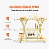 image:imageVEVOR Bar Cart Gold 3 Tiers Home Bar Serving Cart on Lockable Wheels Rolling Alcohol Cart with Tempered Glass Shelves Guardrail Wine Rack Modern Wine Cart for Home Kitchen Dining and Living RoomGold