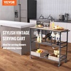 image:imageVEVOR Bar Cart Gold 3 Tiers Home Bar Serving Cart on Lockable Wheels Rolling Alcohol Cart with Tempered Glass Shelves Guardrail Wine Rack Modern Wine Cart for Home Kitchen Dining and Living RoomBlack