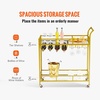 image:imageVEVOR Bar Cart Gold 3 Tiers Home Bar Serving Cart on Lockable Wheels Rolling Alcohol Cart with Tempered Glass Shelves Guardrail Wine Rack Modern Wine Cart for Home Kitchen Dining and Living RoomGold