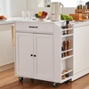 image:imageVEVOR Kitchen Island Cart with Solid Wood Top 354 Width Mobile Carts with Storage Cabinet Rolling Kitchen Table with Spice Rack Towel Rack and Drawer Portable Islands on Wheels White32x15
