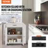 image:imageVEVOR Kitchen Island Cart with Solid Wood Top 354 Width Mobile Carts with Storage Cabinet Rolling Kitchen Table with Spice Rack Towel Rack and Drawer Portable Islands on Wheels White32x15