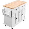 image:imageVEVOR Kitchen Island Cart with Solid Wood Top 354 Width Mobile Carts with Storage Cabinet Rolling Kitchen Table with Spice Rack Towel Rack and Drawer Portable Islands on Wheels White354 W