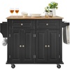 image:imageVEVOR Kitchen Island Cart with Solid Wood Top 354 Width Mobile Carts with Storage Cabinet Rolling Kitchen Table with Spice Rack Towel Rack and Drawer Portable Islands on Wheels White354 W Drop Leaf
