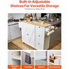 image:imageVEVOR Kitchen Island Cart with Solid Wood Top 354 Width Mobile Carts with Storage Cabinet Rolling Kitchen Table with Spice Rack Towel Rack and Drawer Portable Islands on Wheels White453 W Drop Leaf White