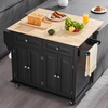 image:imageVEVOR Kitchen Island Cart with Solid Wood Top 354 Width Mobile Carts with Storage Cabinet Rolling Kitchen Table with Spice Rack Towel Rack and Drawer Portable Islands on Wheels White354 W Drop Leaf