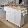 image:imageVEVOR Kitchen Island Cart with Solid Wood Top 354 Width Mobile Carts with Storage Cabinet Rolling Kitchen Table with Spice Rack Towel Rack and Drawer Portable Islands on Wheels White453 W Drop Leaf White