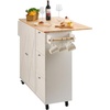 image:imageVEVOR Kitchen Island Cart with Solid Wood Top 354 Width Mobile Carts with Storage Cabinet Rolling Kitchen Table with Spice Rack Towel Rack and Drawer Portable Islands on Wheels White453 W Drop Leaf White