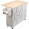image:imageVEVOR Kitchen Island Cart with Solid Wood Top 354 Width Mobile Carts with Storage Cabinet Rolling Kitchen Table with Spice Rack Towel Rack and Drawer Portable Islands on Wheels White453 W Drop Leaf White