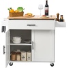 image:imageVEVOR Kitchen Island Cart with Solid Wood Top 354 Width Mobile Carts with Storage Cabinet Rolling Kitchen Table with Spice Rack Towel Rack and Drawer Portable Islands on Wheels White354 W Drop Leaf