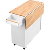 image:imageVEVOR Kitchen Island Cart with Solid Wood Top 354 Width Mobile Carts with Storage Cabinet Rolling Kitchen Table with Spice Rack Towel Rack and Drawer Portable Islands on Wheels White354 W Drop Leaf
