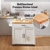 image:imageVEVOR Kitchen Island Cart with Solid Wood Top 354 Width Mobile Carts with Storage Cabinet Rolling Kitchen Table with Spice Rack Towel Rack and Drawer Portable Islands on Wheels White354 W Drop Leaf