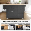 image:imageVEVOR Kitchen Island Cart with Solid Wood Top 354 Width Mobile Carts with Storage Cabinet Rolling Kitchen Table with Spice Rack Towel Rack and Drawer Portable Islands on Wheels White453 W Drop Leaf Black
